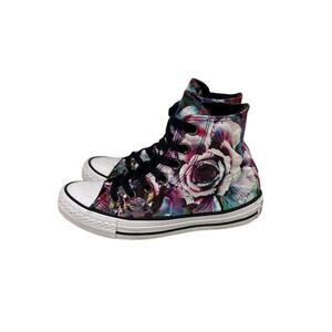Converse Shoes Chuck Taylor All Star high-top Black Satin Floral Sneakers Size 6
